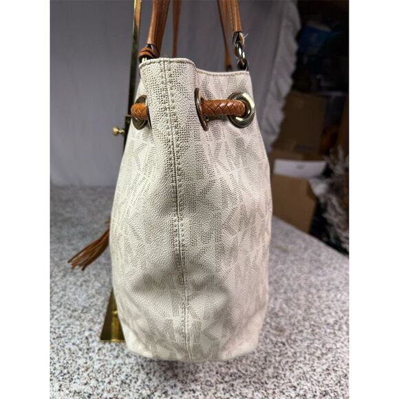 Michael Kors Jet Set Large Tote Bag Vanilla Cream Signature MK - Picture 4 of 12